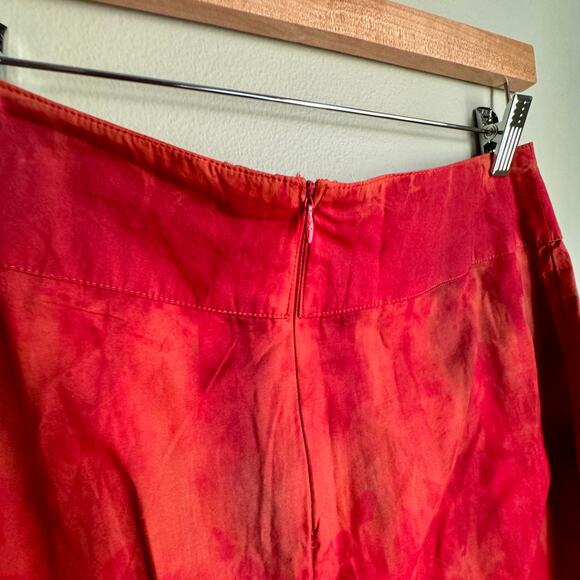 VTG 90s Gemini A-Line Midi Skirt Tie Dye Red Floral Embroidery Fairy Whimsigoth - Picture 7 of 8